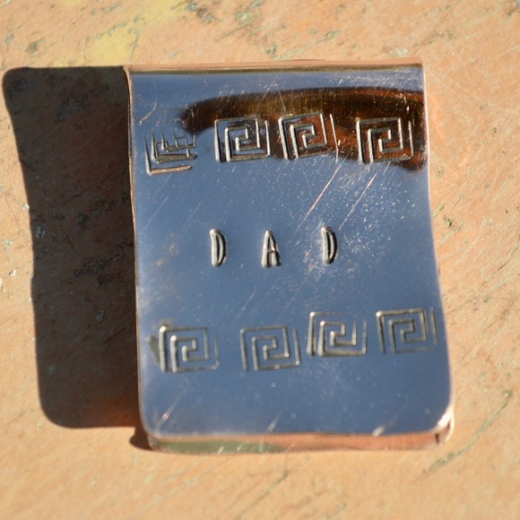 Solid Copper Money Clip Dad Greek Key Handmade Rustic Gift Father Southwestern - Picture 3 of 8
